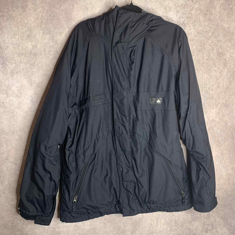 Burton‎ Womens Poarcher Jacket Size Large Black Self Zip Fasteners Hooded Lined